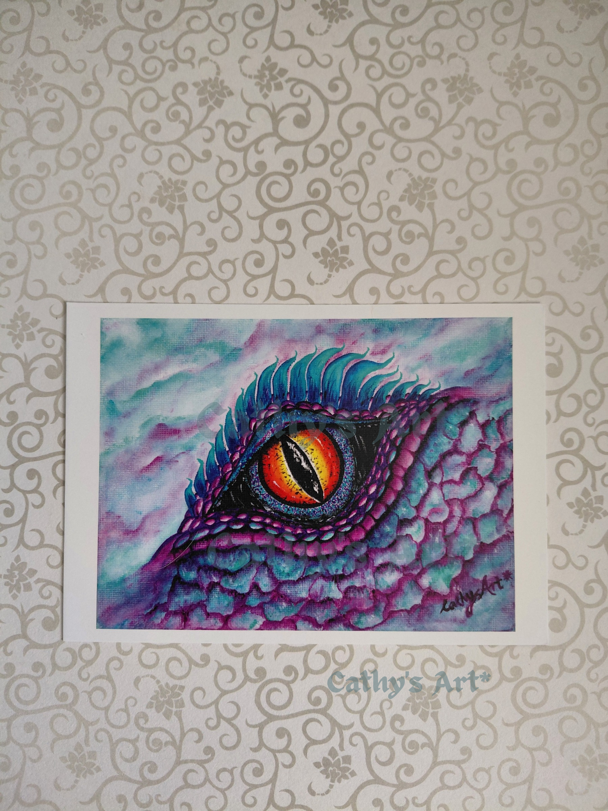 Postcard print of a "Dragons Eye", printed from an original acrylic painting by Cathy's Art*