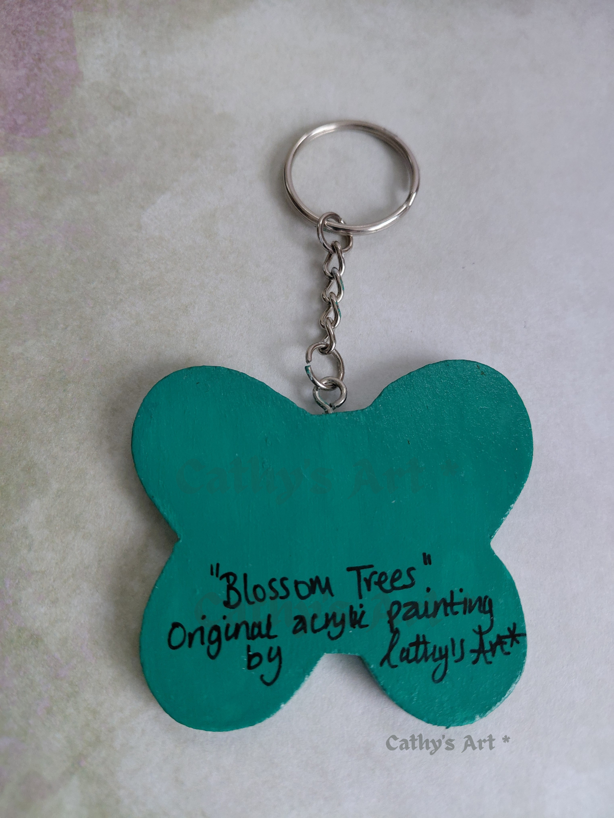 Blossom Trees Original Hand Painted Butterfly Keyring