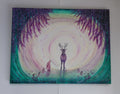Magical Realm is a enchanted magical scene in violet, green and yellow colours. A hare, stag, two trees and mushrooms complete this dreamy fairy-tale, by Cathy's Art*